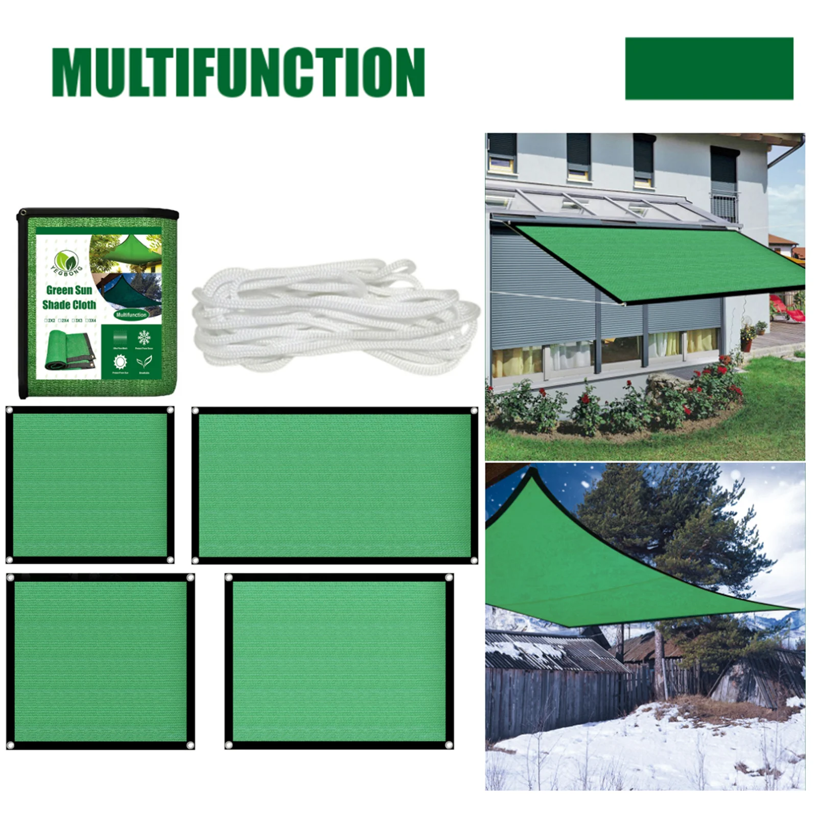 

Garden Shade Net PE Plant Shade Net Sunscreen Net with Netting Mesh Fabric Cloth D Shaped Rings Ties Included 2*2/2*4/3*3/3*4 m