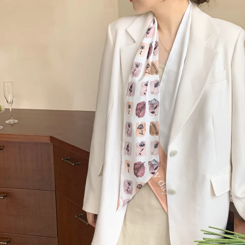 

145cm*13cm New Spring Autumn Oblique Angle Large Ribbon Small Scarf Elegant Graceful Scarf women skinny Scarf