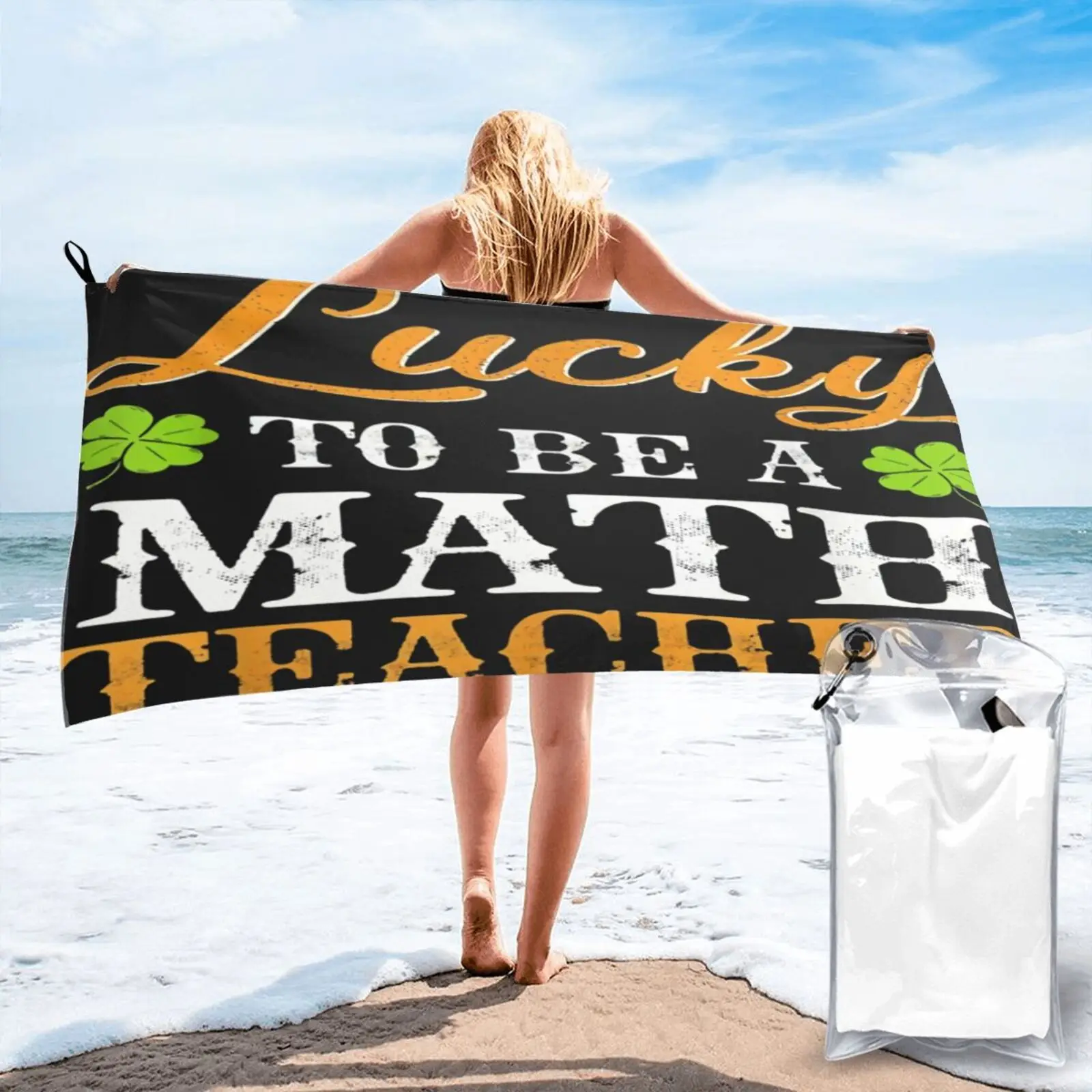 

Lucky To Be A Math Teacher Beach Towel Large Bath Towel Sauna Luxury Beach Towel Bathroom Products For Bath For Home Beach Mat