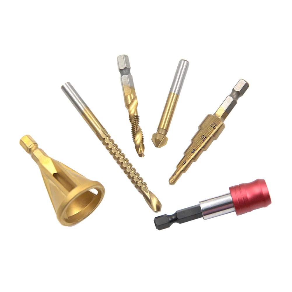 

HSS Chamfering Tapping Set Woodworking Opening Drill Quick Release Connecting Rod Set Practical Woodworking Tool Accessories Set
