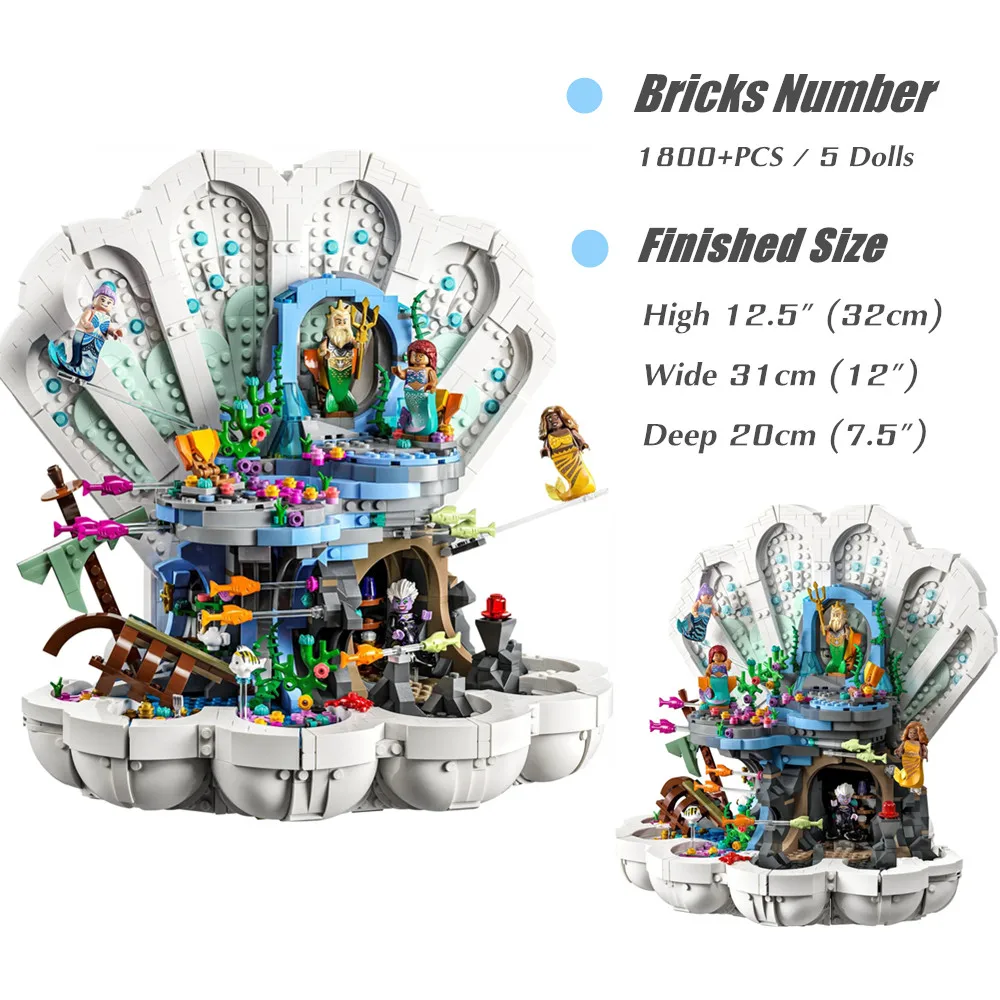 

Fit 43225 Disney Ariel Little Mermaid Princess Undersea Palace Royal Clamshell Friends Building Blocks Toys Girls Gift