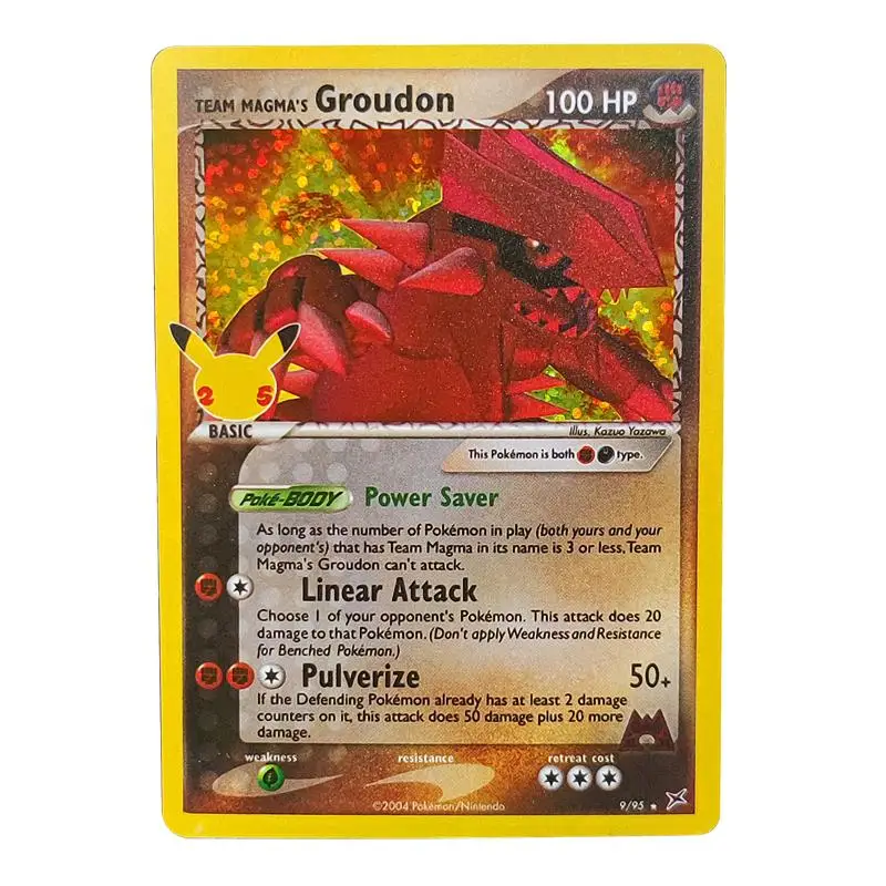

PTCG Pokemon Card 25th Anniversary Groudon DIY Game Collection Card Flash Card
