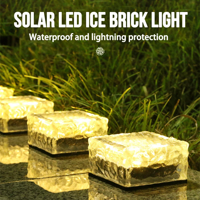 

Color Solar Brick Lights Ice Cube Landscape Path Outdoor Waterproof Lamp for Garden Courtyard Pathway ChristmaDecorative