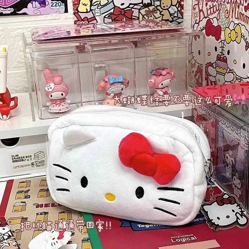 2024 милая плюшевая сумка для ручек Hello Kitty большая вместительная хранения