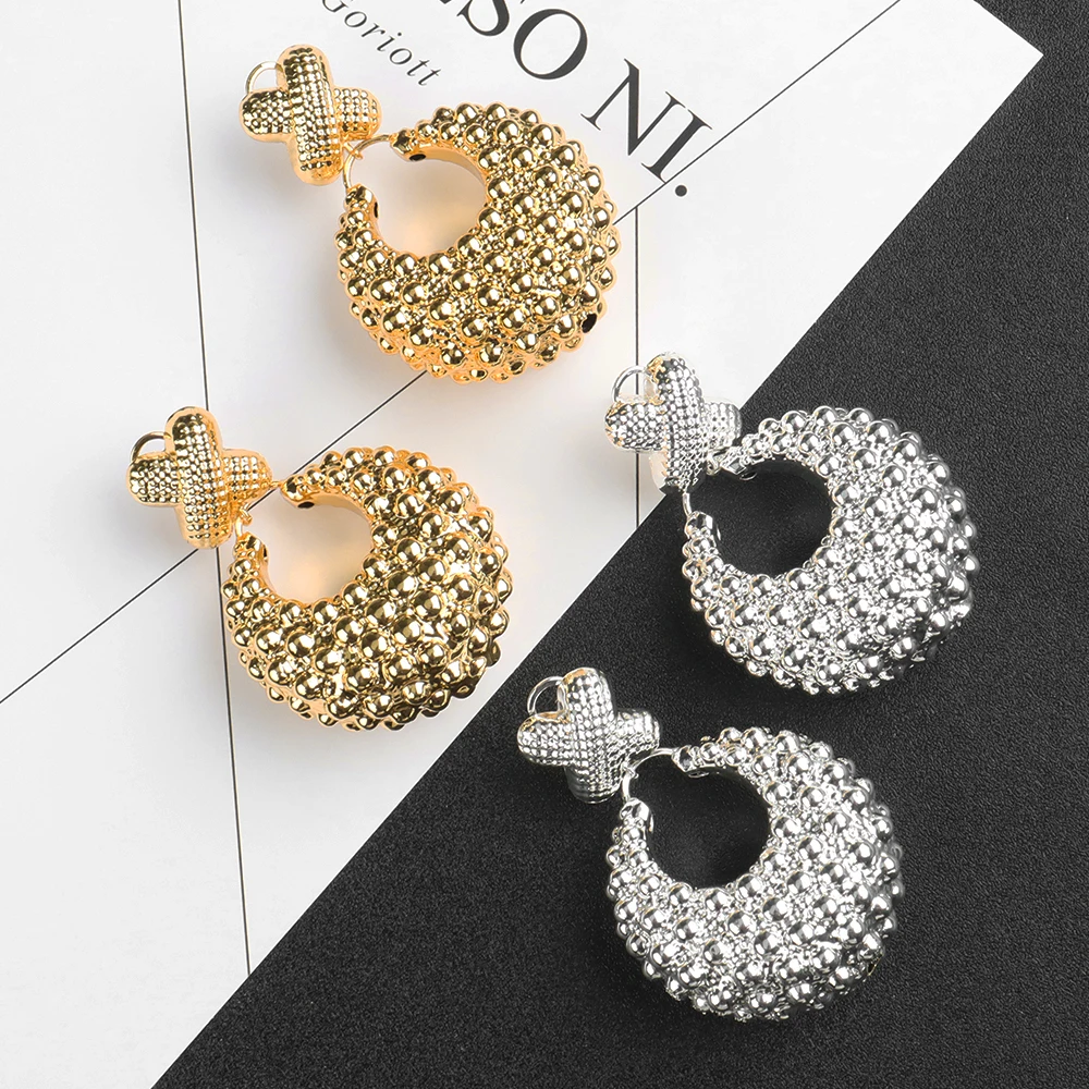 

Vintage Big Metal Drop Dangle Earrings For Women Dubai indian Style Wedding Party Jewelry Golden Large Statement Earrings