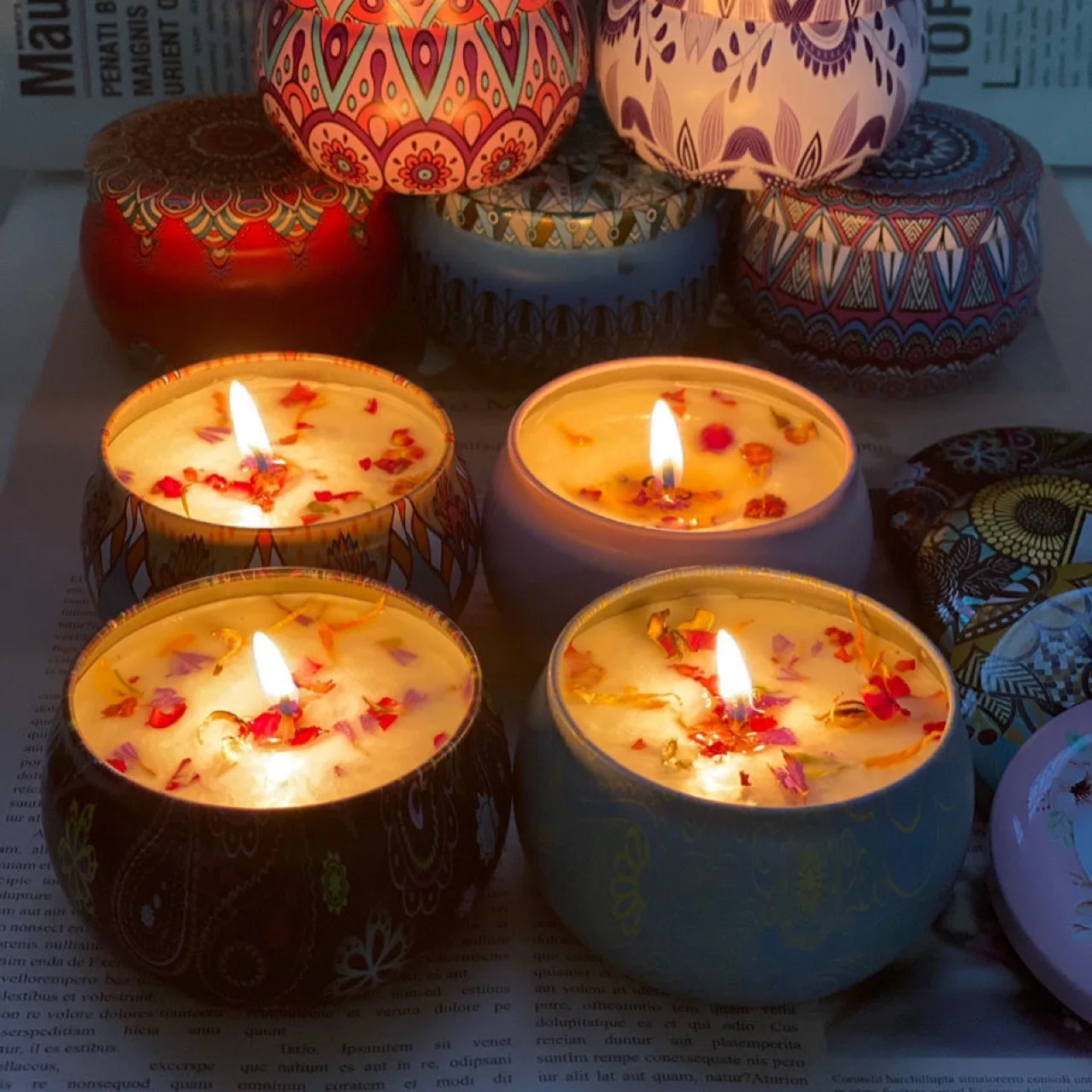 3 шт. 6*4 см Diy Бездымная соевая восковая Подарочная жесть романтические
