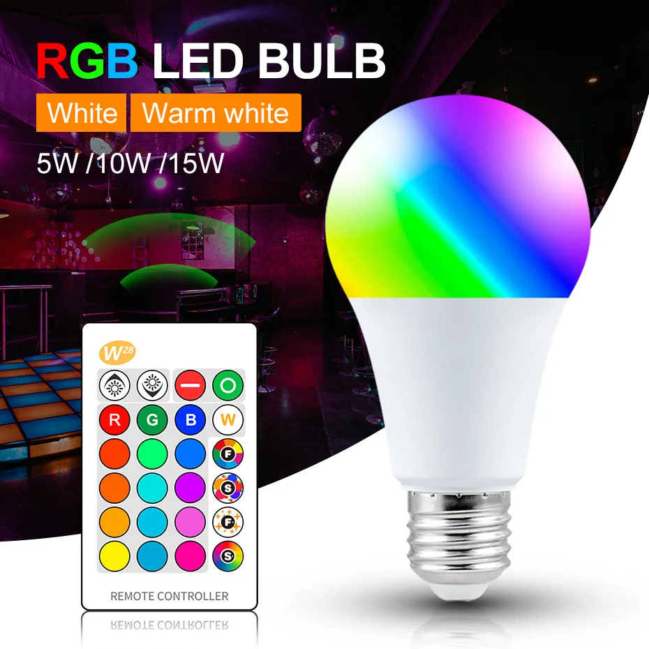 

Светодиодная RGB-лампа E27, 220 В, 110 В, в