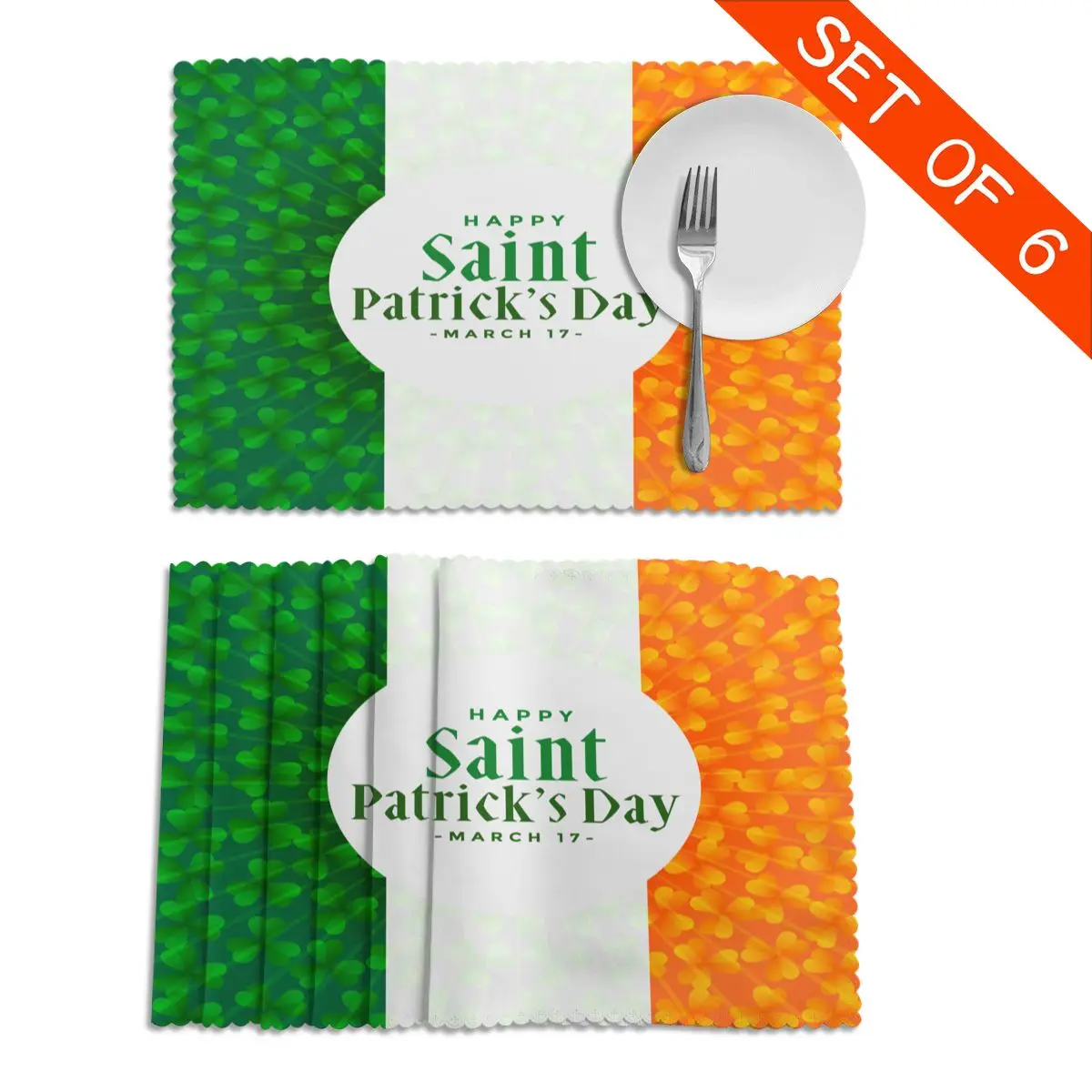 

Table Mats Drink Coaster Table Placemats St-patricks-day-ireland-flag-background Coffee Mug Cup Coasters 6 PCS Non-slip Pads