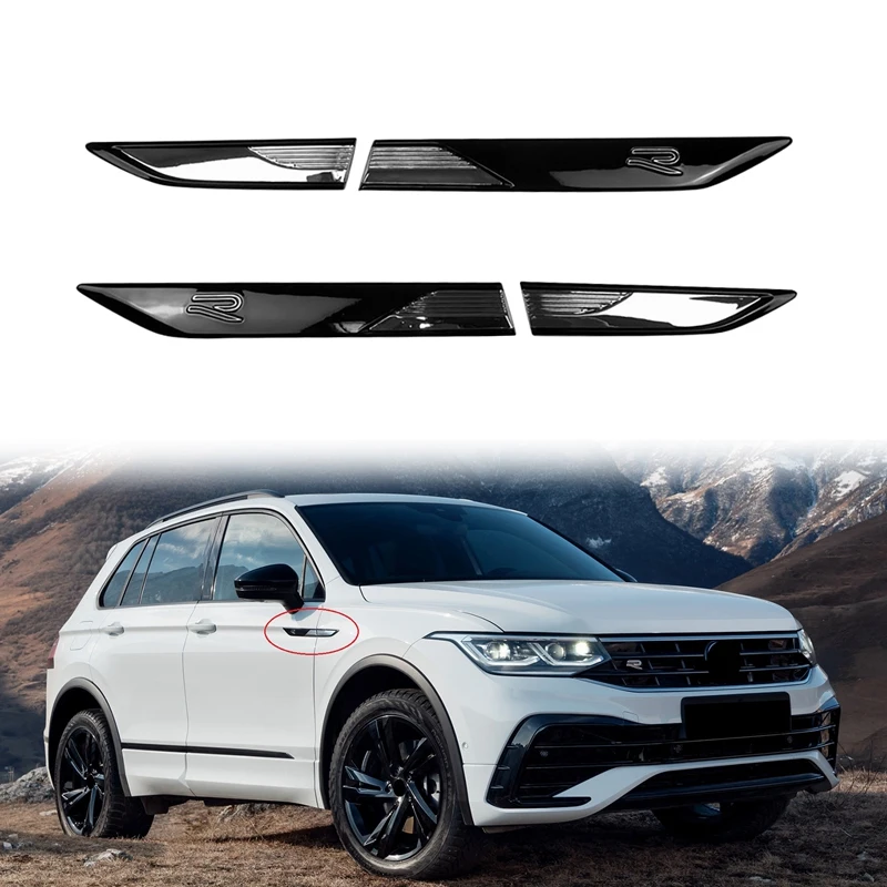 

4Pcs ABS Side Wing Fender Emblem Badge Stickers Cover Trim for Tiguan R-Line 2021-2022 Car Body Decoration Accessories