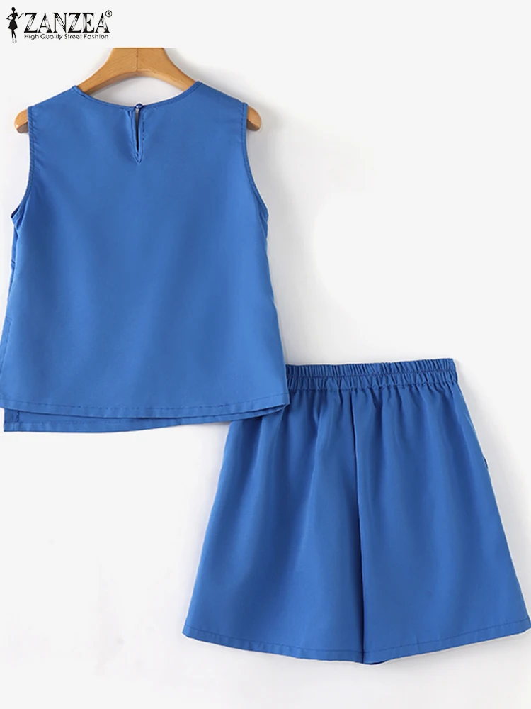 Костюм ZANZEA женский с асимметричным подолом стильная Свободная майка однотонные