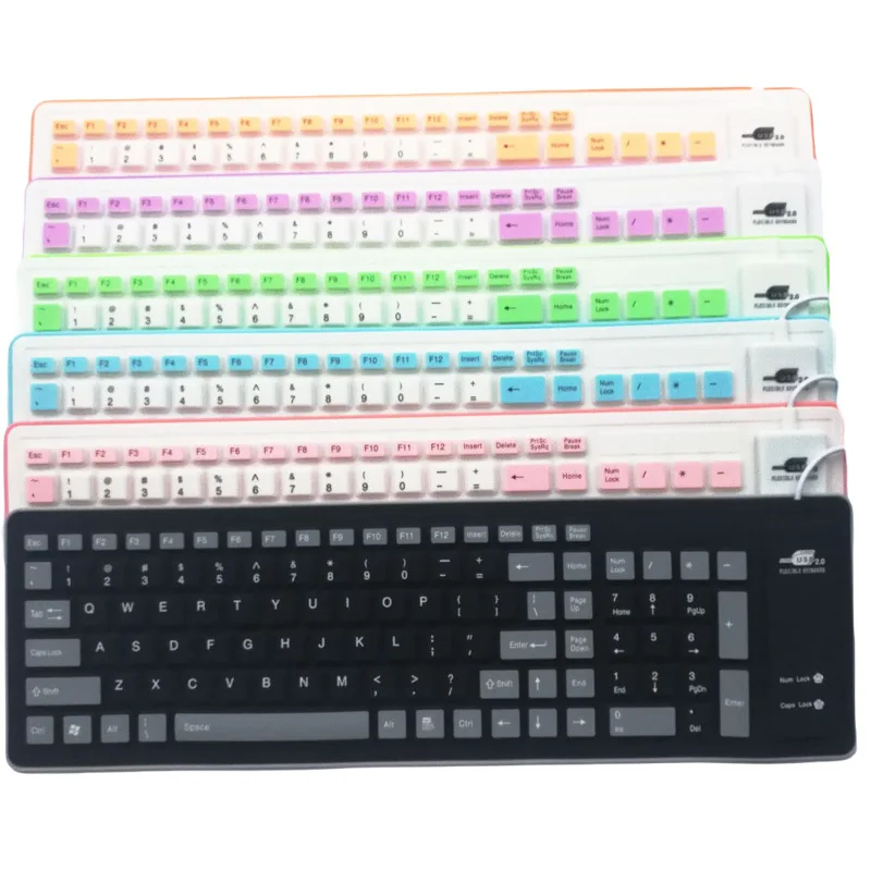 

USB 103 Key Industrial Soft Keyboard Laptop Game Folding Waterproof and Dustproof Silicone Keyboard