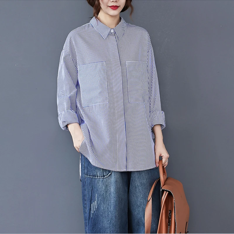 

2023 Spring Summer Striped Women Blouse Long Sleeve Shirt Buttons Up Elegant Office Ladies Women Casual Loose Tops Blusas Mujer