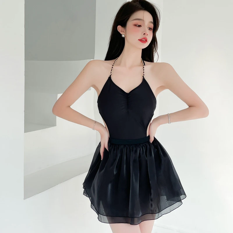 

Женский слитный купальный костюм, красивая одежда для плавания, новинка 2022, соблазнительный черный женский купальный костюм с вуалью, однот...