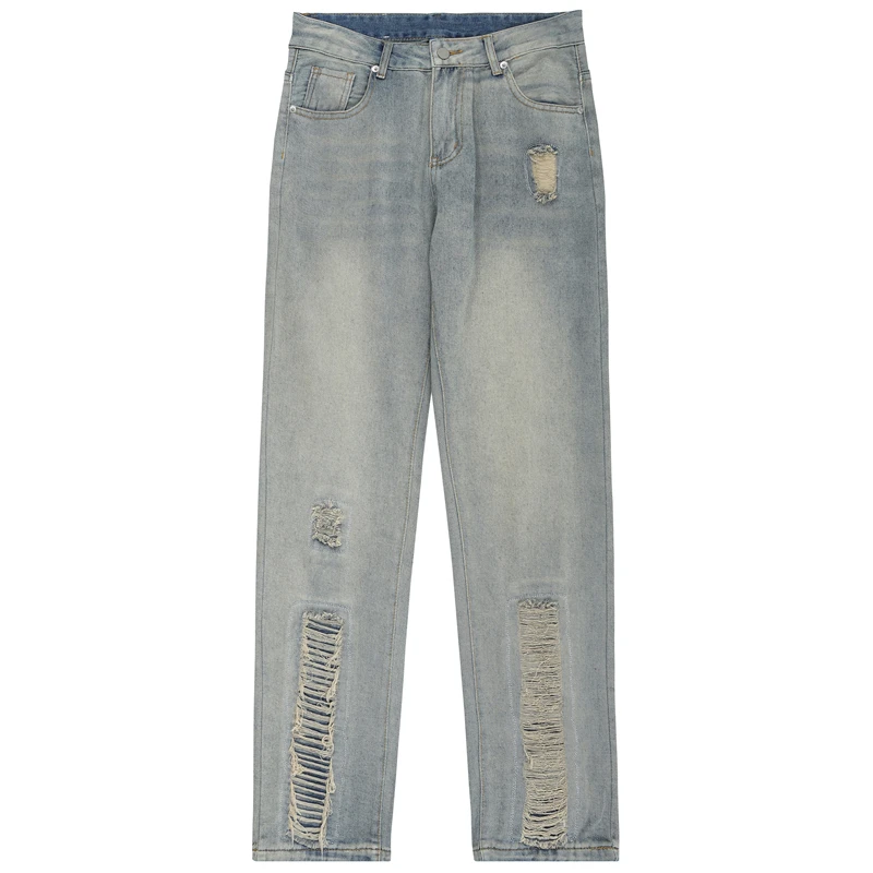 

Cut The Inner Patch Do Old Retro Blue Jeans Women Autumn Winter New Simple American Street Style Unisex Denim Trousers Female