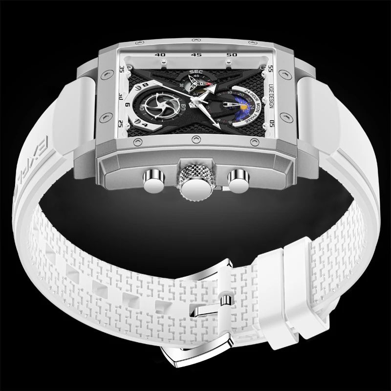 Часы наручные LIGE мужские с силиконовым ремешком оригинальные брендовые