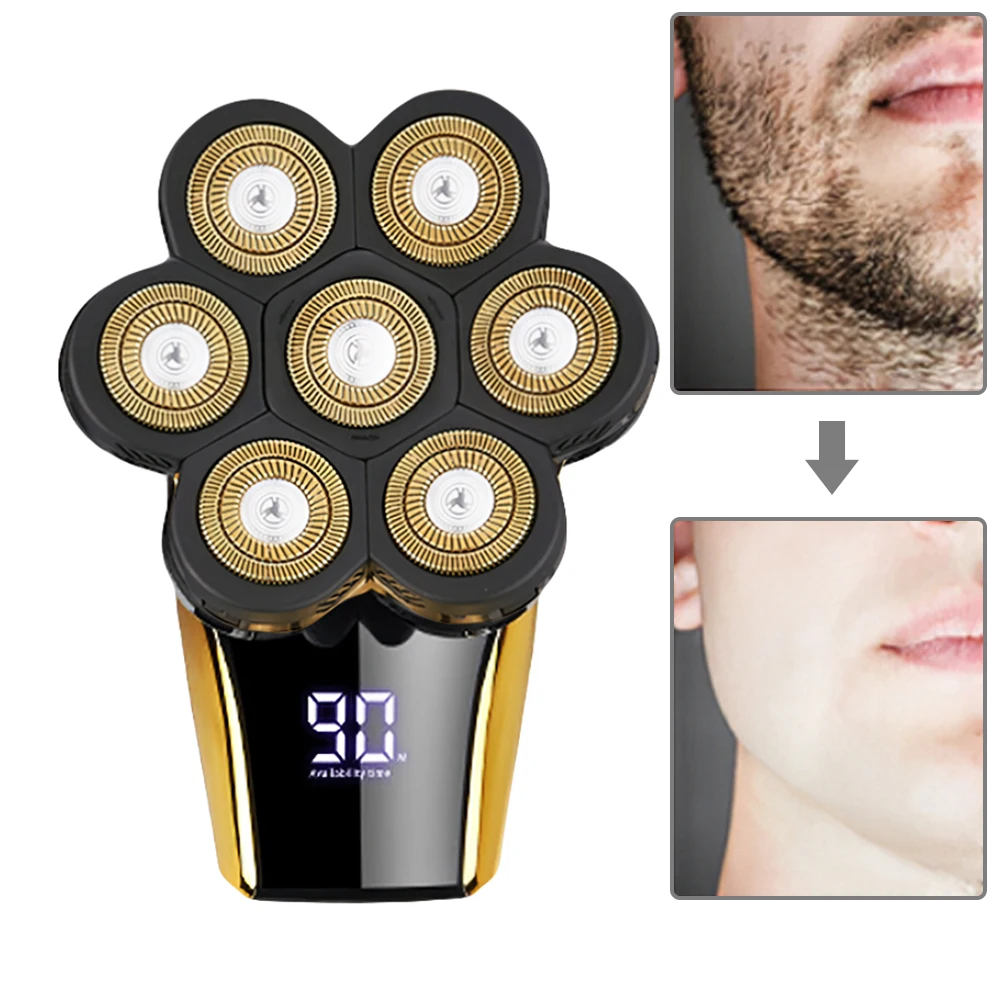 

5 in 1 Professional Electric Shaver Seven Floating Heads Razors Hair Clipper Nose Ear Hair Trimmer Men Facial Cleaning Brush