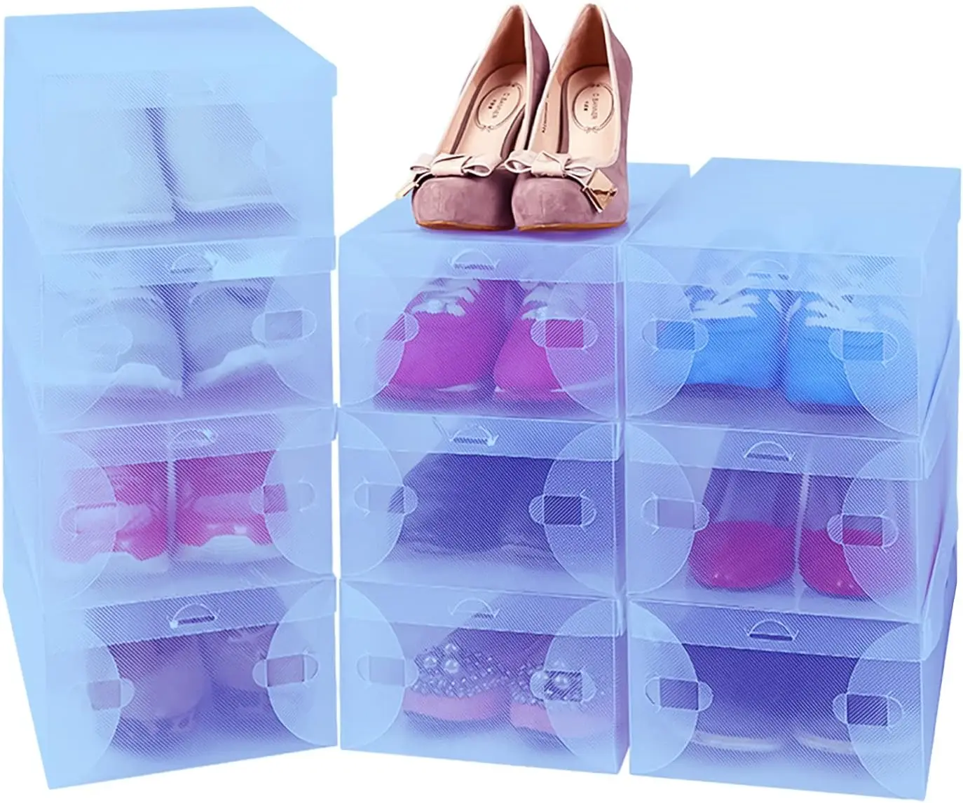 

20 Cajas de Zapatos Apilables Caja de Zapatos de Plástico Caja de Almacenamiento Transparente 27.5x18x9.5cm para Zapatos de Hom