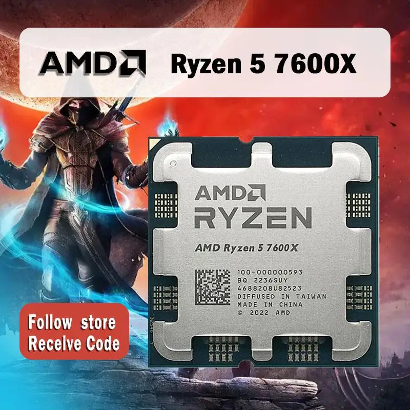 

Процессор AMD Ryzen 5 7600X R5 7600X 4,7 ГГц 6-ядерный 12-поточный процессор 5 нм L3 = 32M 100-000000593 разъем AM5 новый, но без кулера