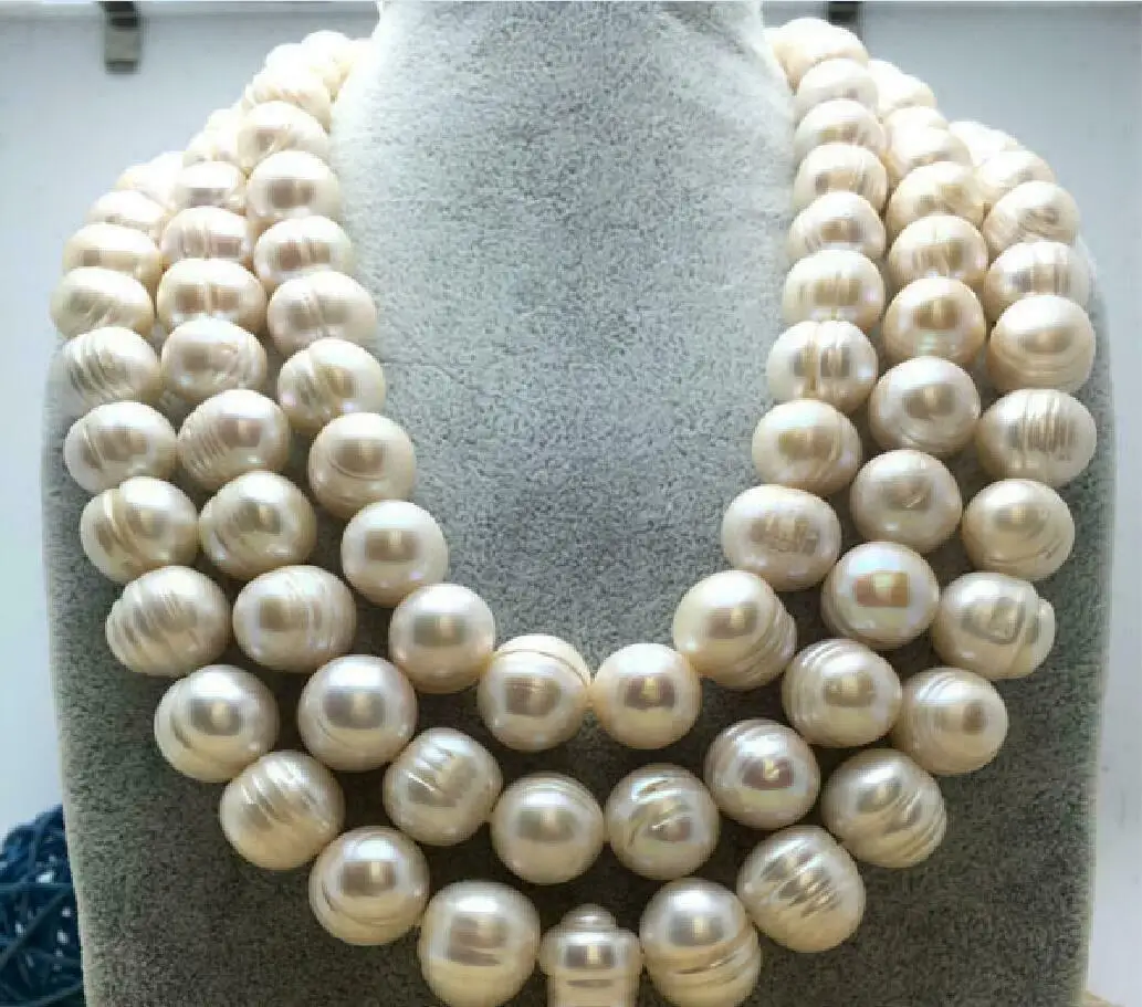 

HUGE 12-13MM NATURAL SOUTH SEA GENUINE WHITE PEARL NECKLACE 50"