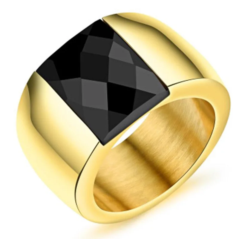 

Milangirl Black Enamel Rings Men Vintage Ring Punk Classic Black Drip Imitation Black Stones Male Enamel Ring Whole Sale