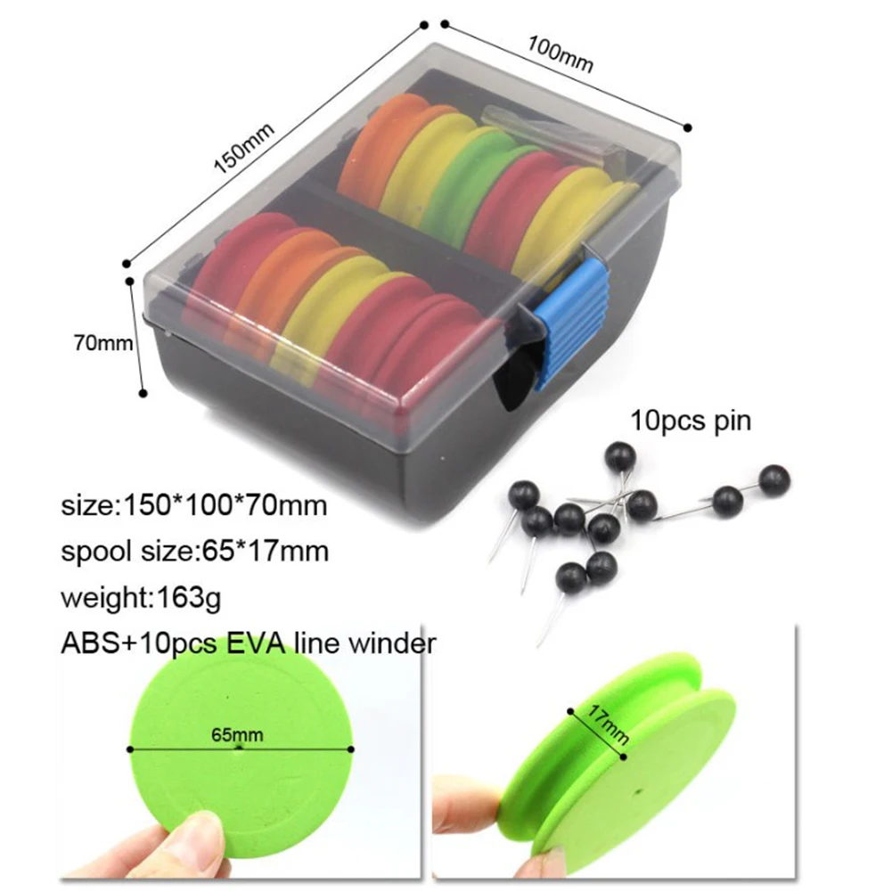 20pcs/Box EVA Foam Rig Winder Storage Box Rig System Sea Fishing Line Leader Spooler With 10Pins Fishing Tackle Tool Accessories enlarge