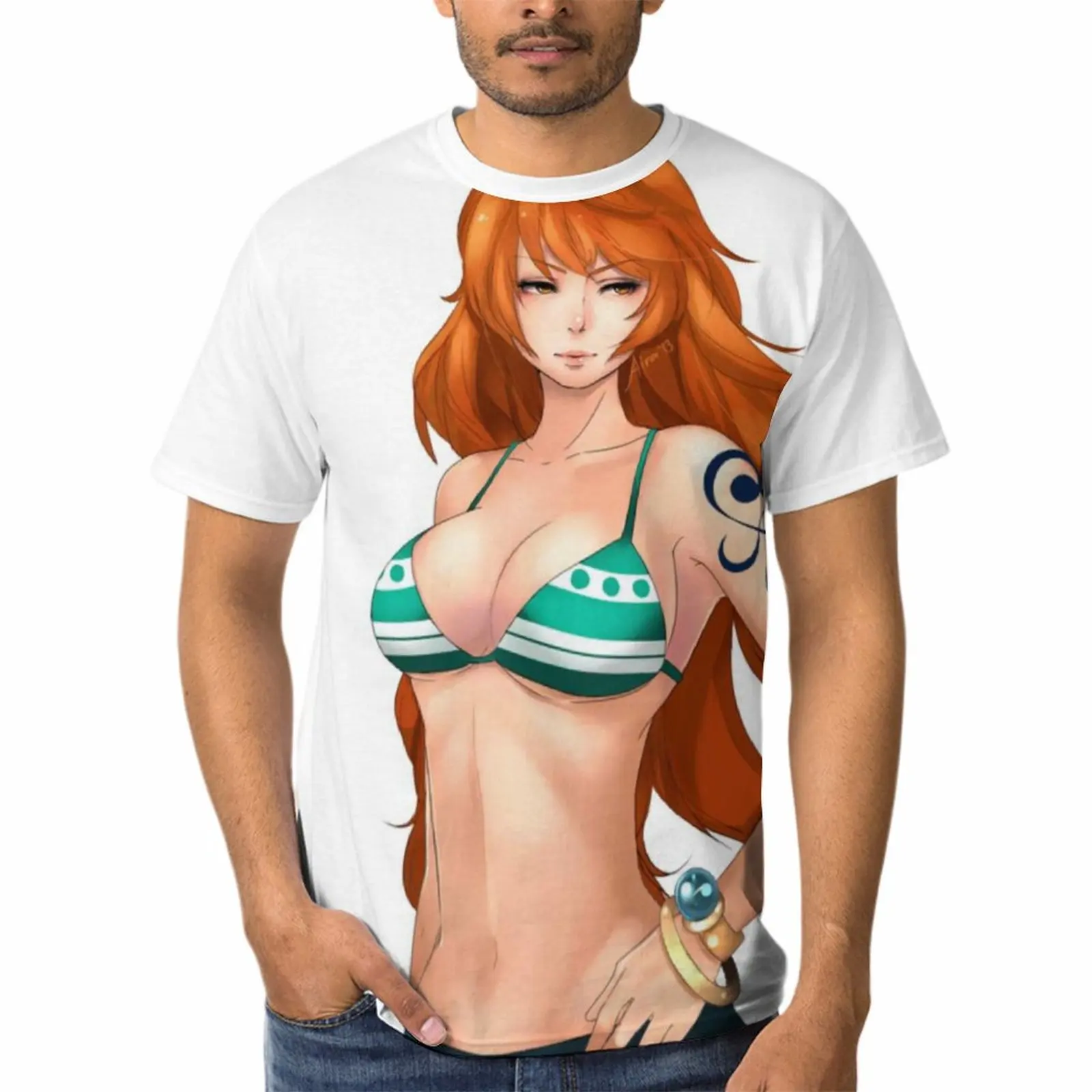 

Bandai Retro T-Shirts Nami Cool T Shirts One Piece Polyester Printed Tshirt Crewneck Plus Size 5XL Premium Tees Birthday Gift