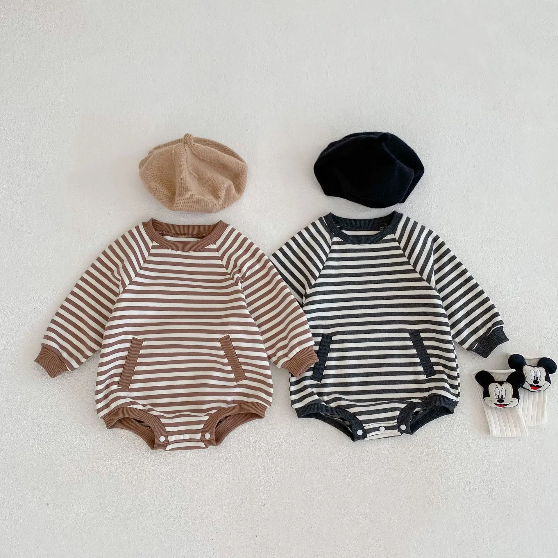 Autumn 2022 new baby stripe romper loose long sleeve Baby Bodysuit cotton clothes