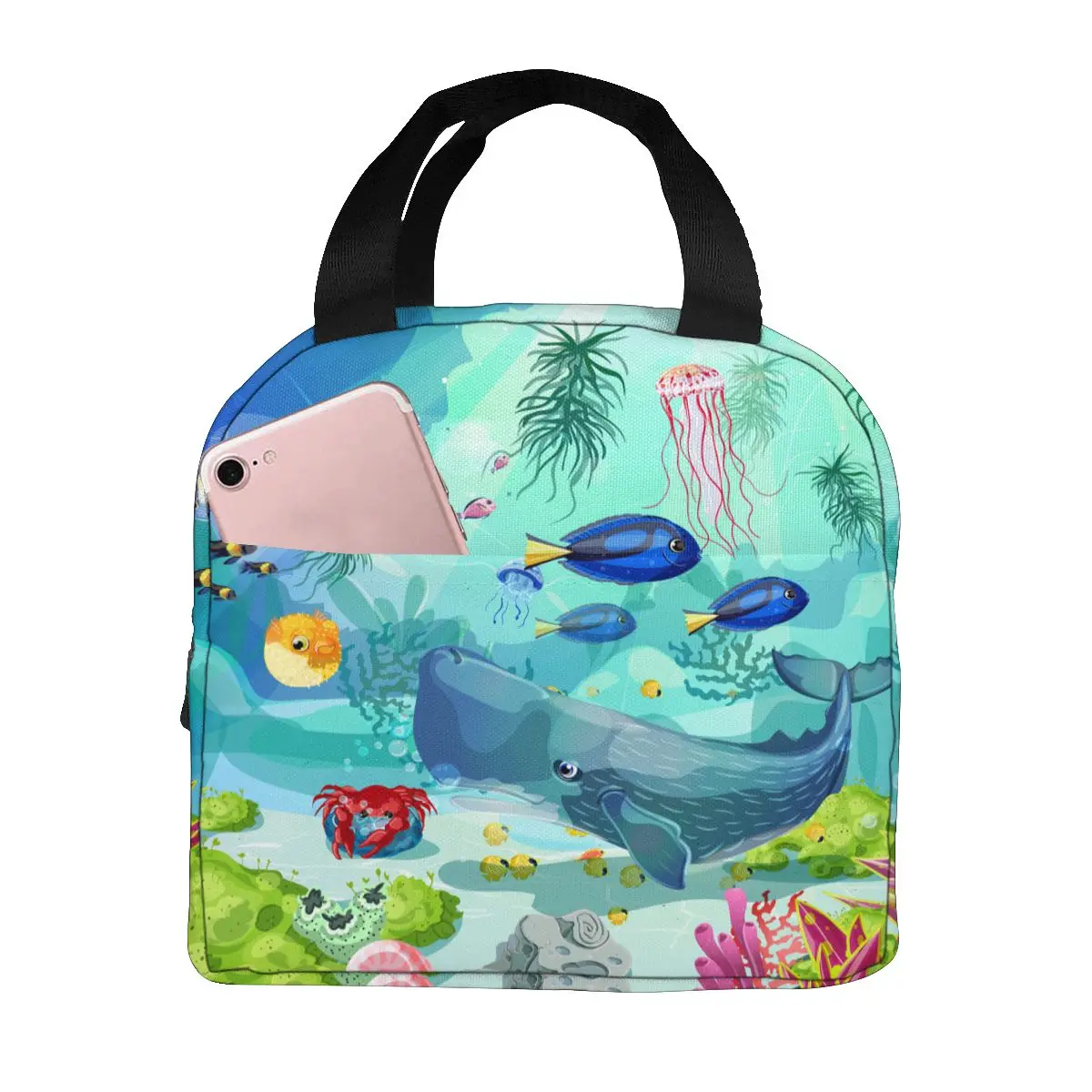 

Cartoon Underwater Landscape Cooler Lunch Box Portable Insulated Lunch Bag Thermal Food Picnic Lunch Bags