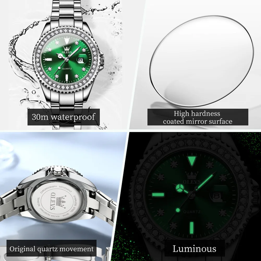 Женские кварцевые часы с календарем водонепроницаемые