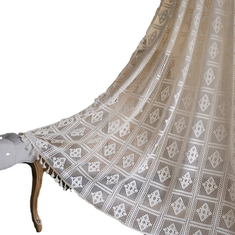 Tende ricamate a quadri scozzesi beige francesi стиль романтико ed элегантный богемный casual eestv
