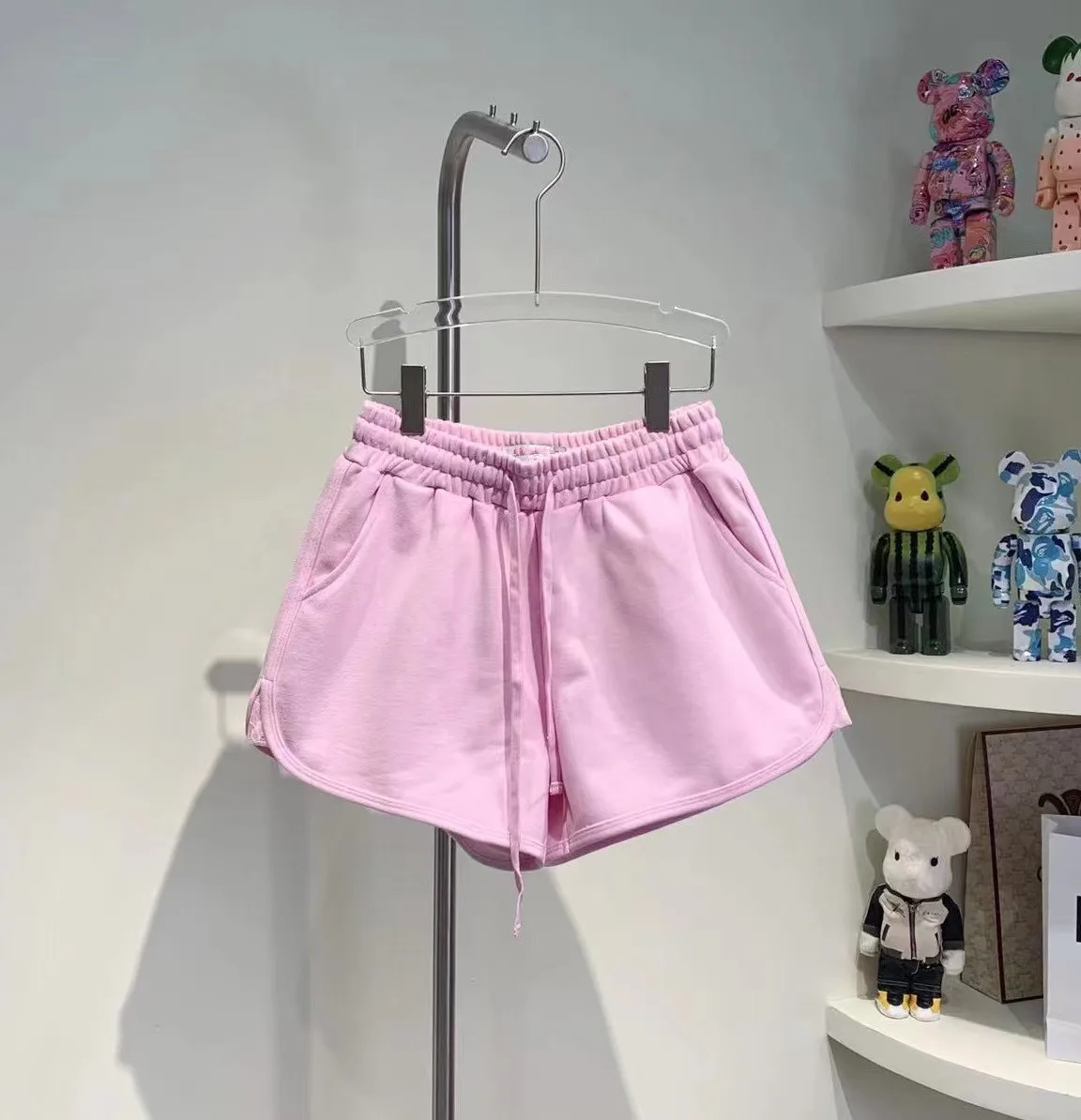 

Новинка весна-лето 2022 Женские Спортивные Шорты однотонные шерстяные круглые широкие брюки свободные узкие спортивные Штаны домашние тонки...