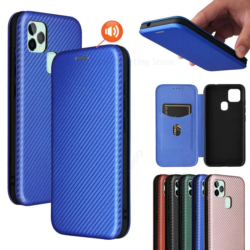 

Carbon Fiber Flip Leather Phone Case For Oukitel C31 C25 C21 C23 Pro C22 C17 C18 C19 WP15 5G Card Holder Wallet Shockproof Cover