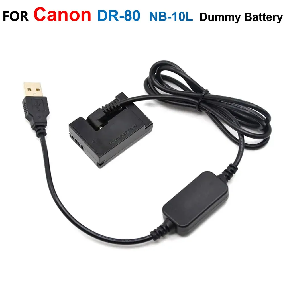 

DR-80 DC Coupler NB-10L Dummy Battery+Power Bank 5V USB Cable Adapter For Canon Powershot G1X G3X G15 G16 SX40 SX50 SX60 Cameras