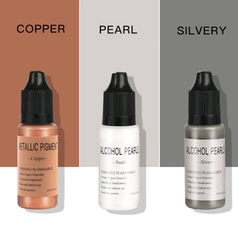 E0BF 6 Color/set Metallic  Pigment Resin Dye Vibrant Metal Colors Alcohol-Based Inks Easy to Mix for Epoxy Resin