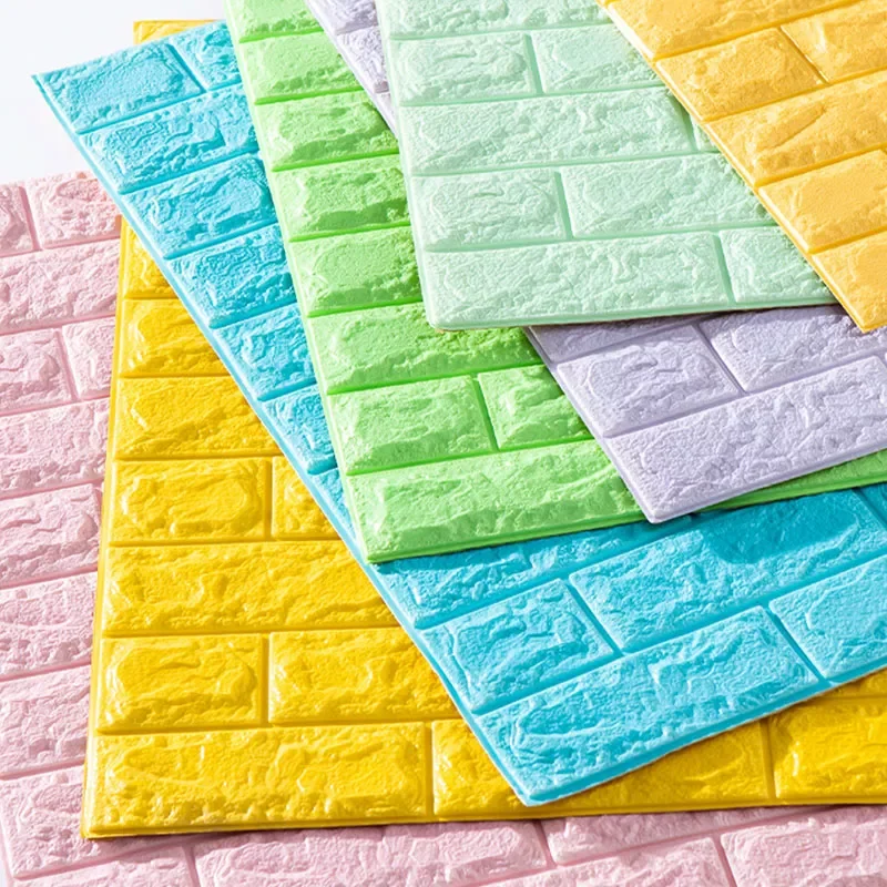

Colors 12PCS Self Adhesive Foam Wallpaper 3D Brick Wall Panel Living Room Brick Stickers Home Decor Bedroom Brick Papers