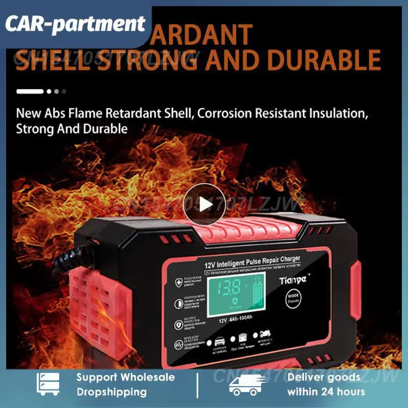 

1~4PCS Full Automatic Car Battery Charger 12V Digital Display Battery Charger Power Puls Repair Chargers Wet Dry Lead Acid