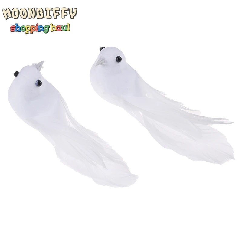 

2pcs White Doves Feather Artificial Foam Lover Peace Doves Bird Home Decor Simulation Figurines Miniatures Imitation Bird Model