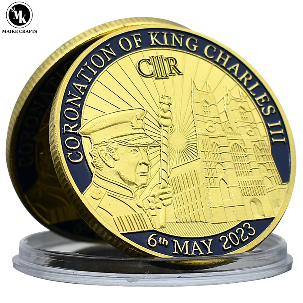 

2023 British King Charles III Commemorative Coin Silver Plated Gold Metal Crafts Coronation Crown Challenge Coin Collection Gift