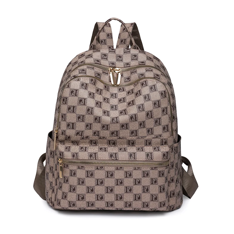

Backpack Women Fashion Printed Checkered PU Leather Large Capacity Women's Backpacks Bags For Women Mochila Bolsas Femininas