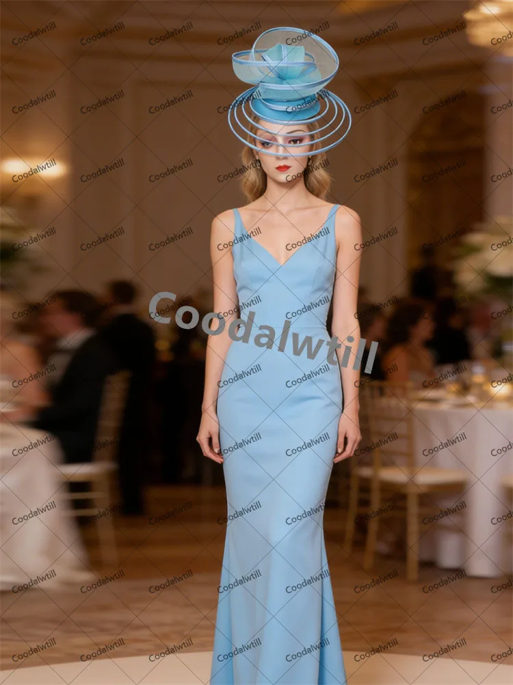 Фото Сетчатая модная шляпа Royal Ascot Fascinator, женские удивительные коктейльные головные уборы, синие дерби, аксессуары для волос в Кентукки, женские вечерние шапки №3