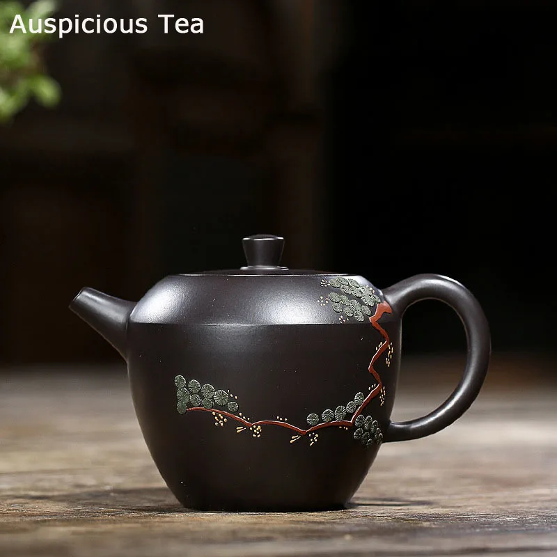 

230ml Classic Yixing Purple Clay Teapots Handmade Tea Pot Raw Ore Black Mud Beauty Kettle Chinese Zisha Tea Set Customized Gifts
