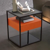 fq italian style light luxury bedside table nordic living room glass side table storage rack