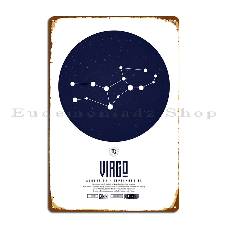 

Virgo Metal Signs Kitchen Club Home Printed Plaques Tin Sign Poster