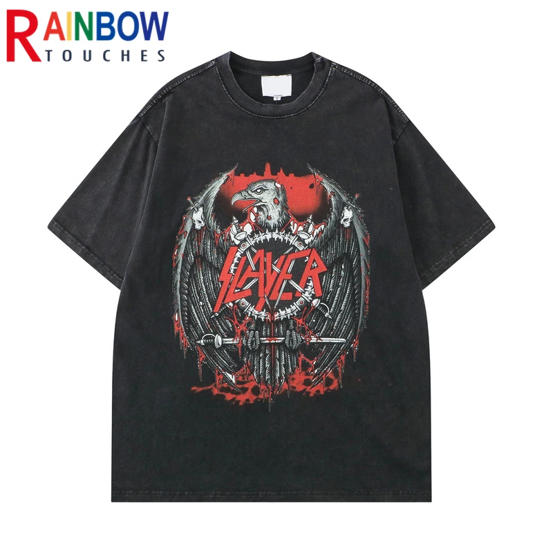 

Rainbowtouches 2022 Brand Men's T-Shirt High Street Tidal Current Vulture Printing Mens Anime Harajuku Creative Hip Pop T-Shirt