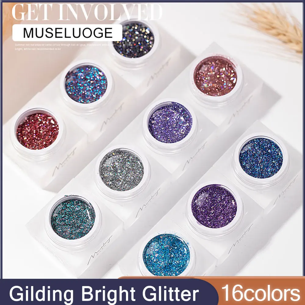 

MUSELUOGE 5ml Fine Flash Gilding Bright Glitter Series Gel Nails Polish Semi Permanent Soak Off UV LED Nail Polish Nails Design