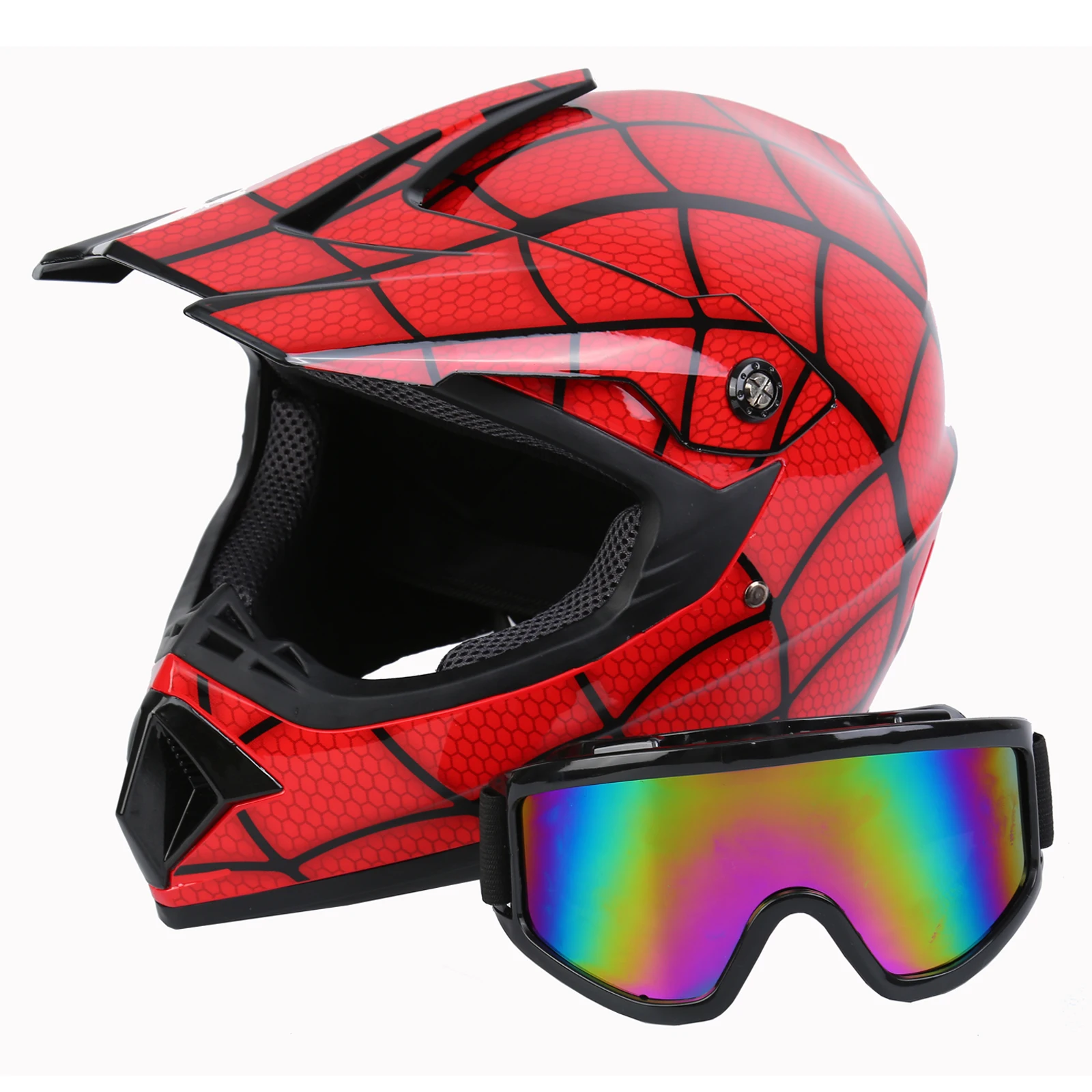 

Helmet Motorcycle Full Face Red Spider Professional Casco Goggle For Adult Child Kid Offroad Dirt Bike ATV Scooter Downhill MTB
