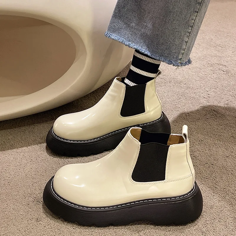 

Женские ботинки челси на плоской подошве, с круглым носком