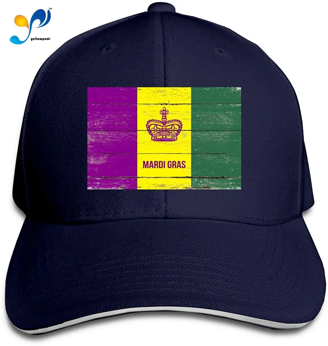 New Orleans Mardi Gras Flag Men Cotton Classic Baseball Cap Adjustable Size