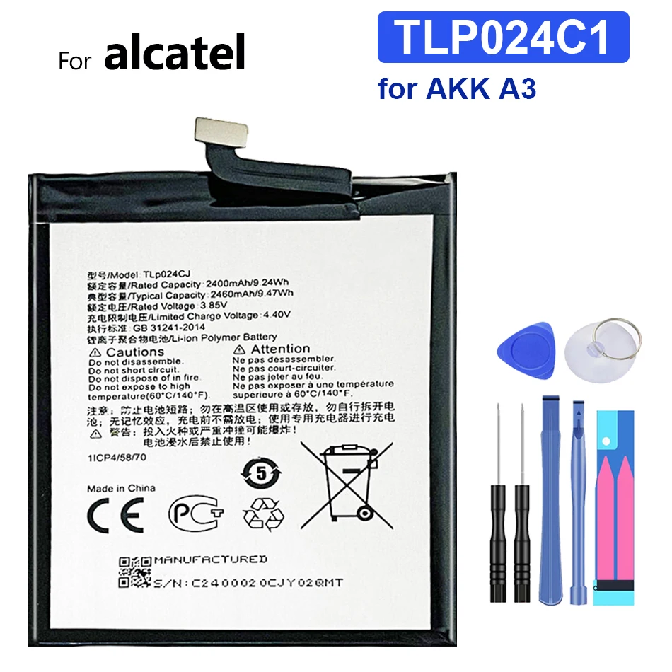 

TLP024C1/TLP024CJ Battery 2400mAh For Alcatel A3 OT-5046/Shine Lite OT-5080 5080X OT-5046D OT-5046Y 5046D 5046Y Mobile Phone