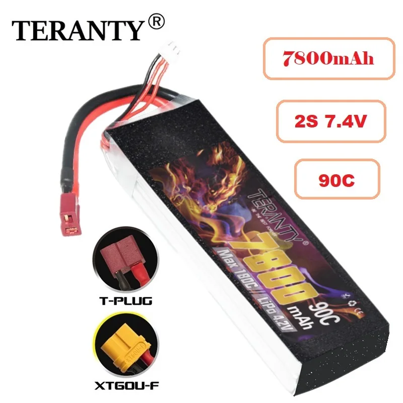 

Max 180C TERANTY 2S 7.4v 7800mAh Lipo Battery For UAV RC Helicopter FPV Car Boat Airplane Parts With T/XT60 Plug
